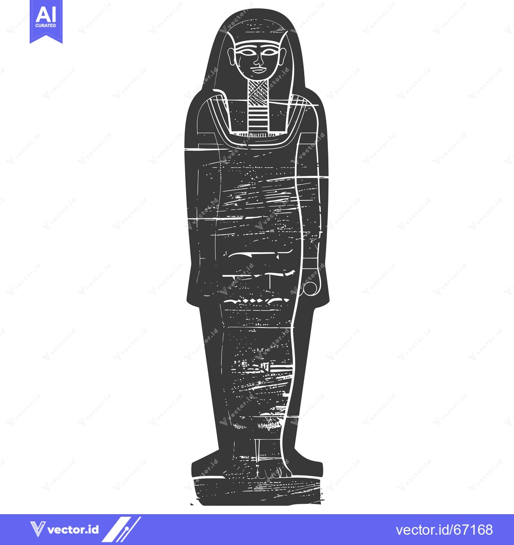 Premium Vector of Black and White Illustration of an Ancient Egyptian Statue
