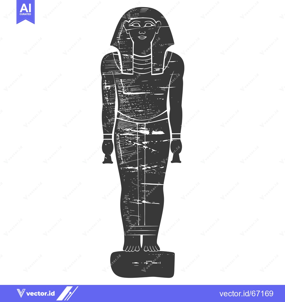 Premium Vector dari A Black and White Silhouette of an Egyptian Pharaoh Statue