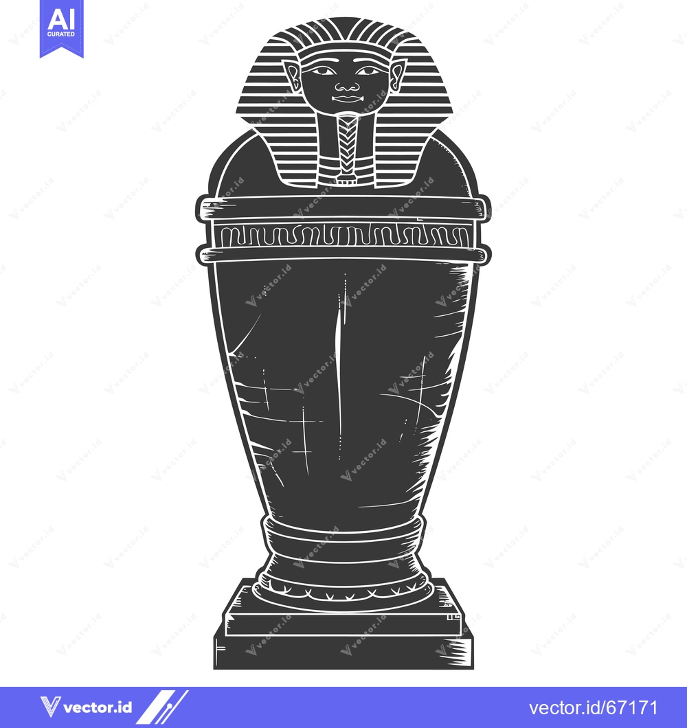 Premium Vector dari Black and White Illustration of an Ancient Egyptian Sarcophagus