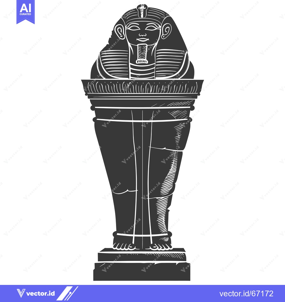 Premium Vector of Black and White Illustration of an Ancient Egyptian Sarcophagus