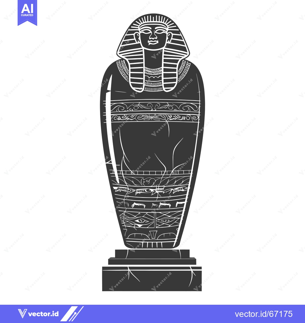 Premium Vector of An Ancient Egyptian Sarcophagus with a Carved Human Face