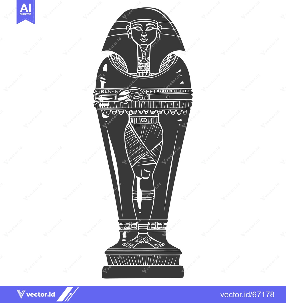Premium Vector dari Black and white illustration of an ancient Egyptian sarcophagus with a