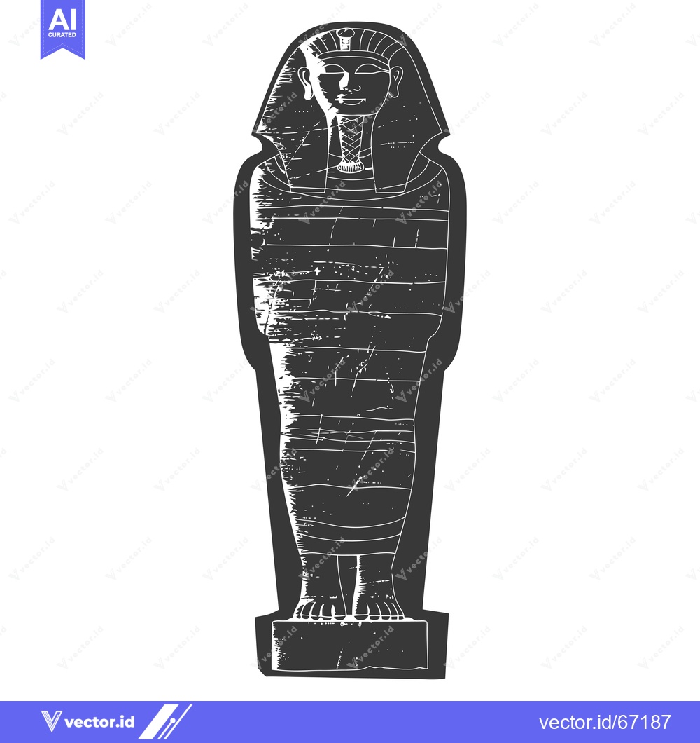 Premium Vector of Black and White Illustration of an Egyptian Pharaoh Mummy