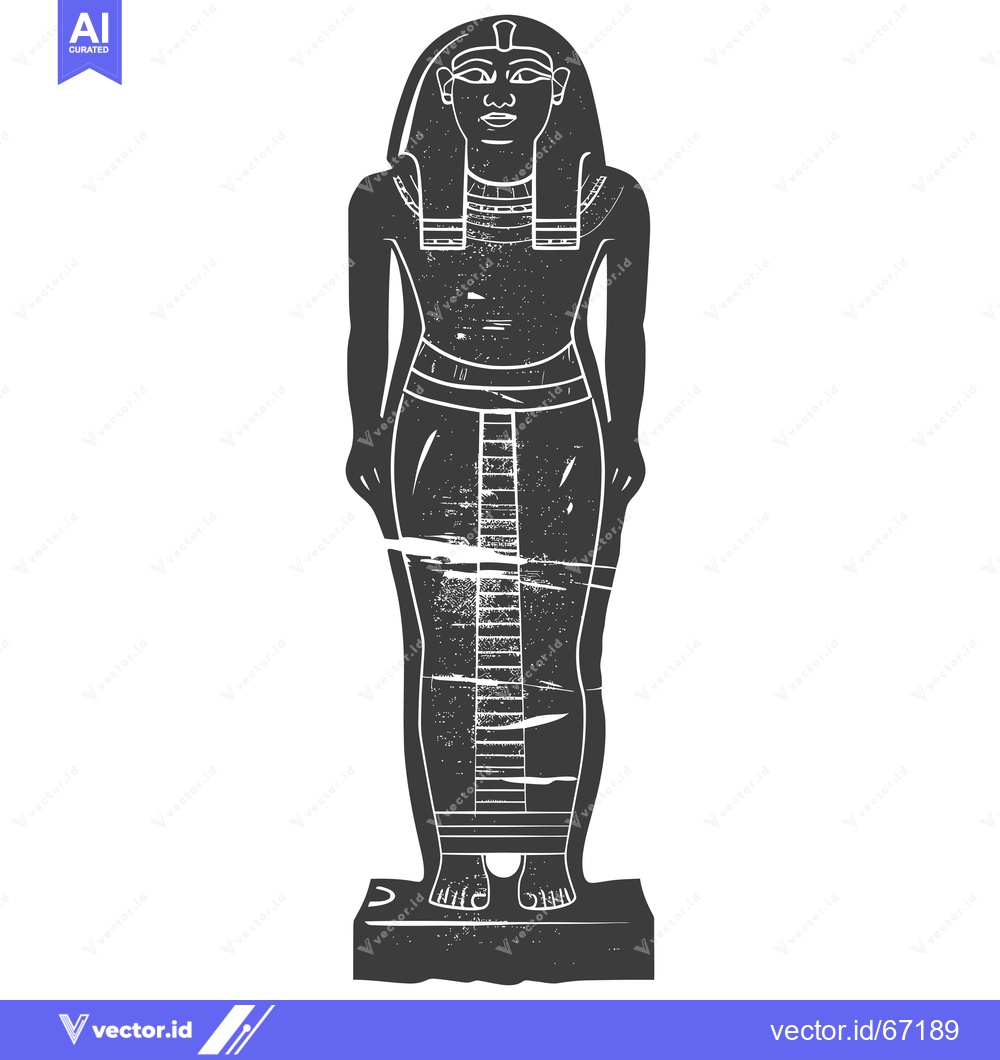 Premium Vector of A Distressed Black and White Illustration of an Egyptian Statue