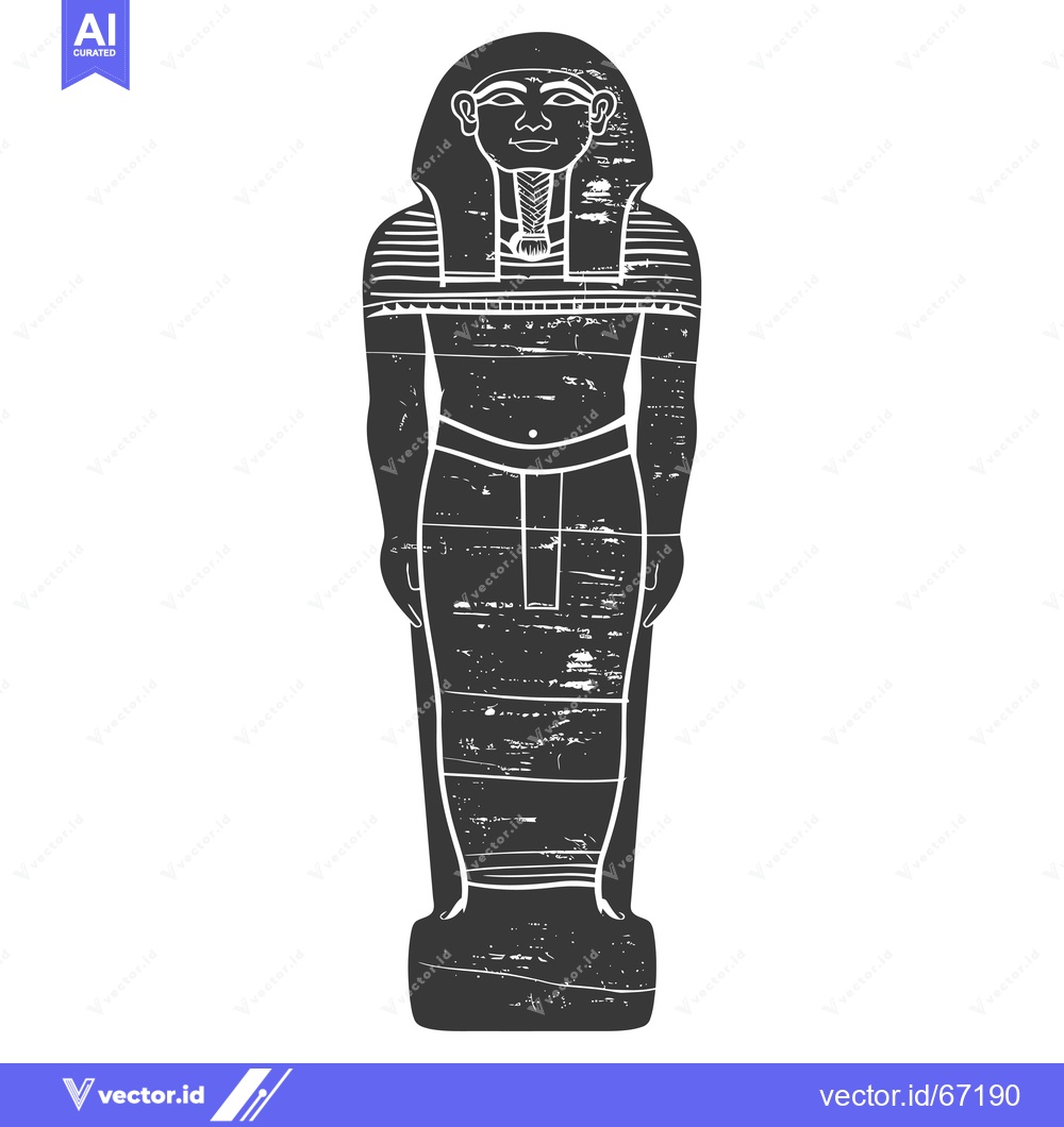 Premium Vector of Black and White Illustration of an Egyptian Statue