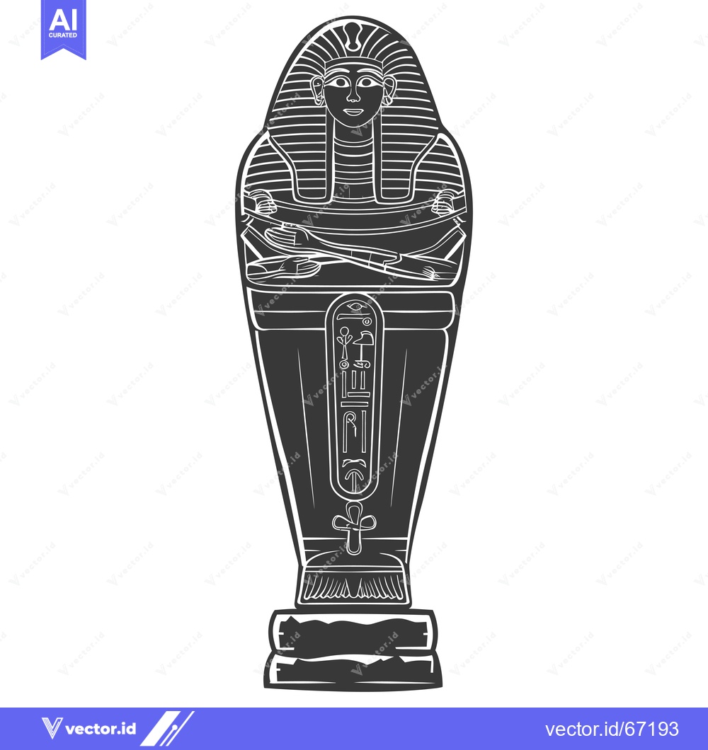 Premium Vector dari Black and White Illustration of an Egyptian Sarcophagus