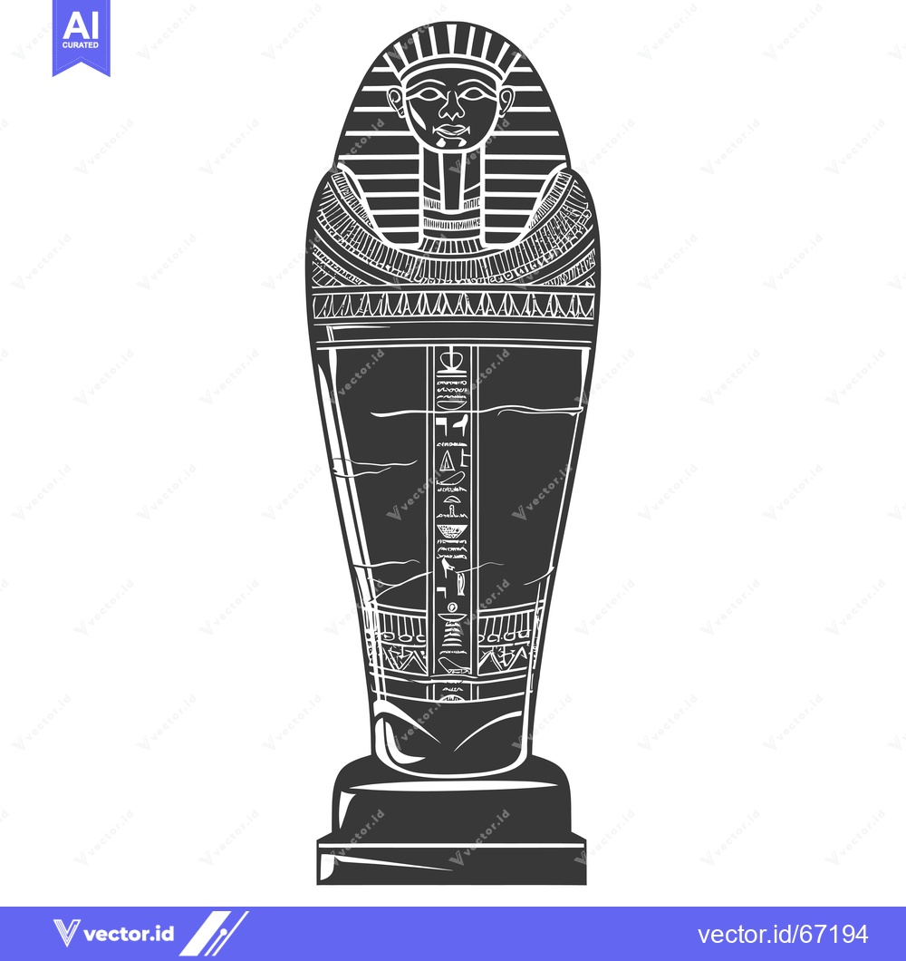 Premium Vector dari A Black and White Illustration of an Egyptian Sarcophagus