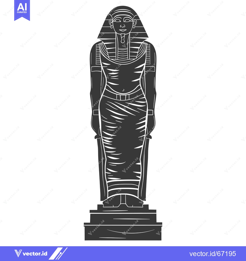 Premium Vector of Black and white illustration of an ancient Egyptian statue