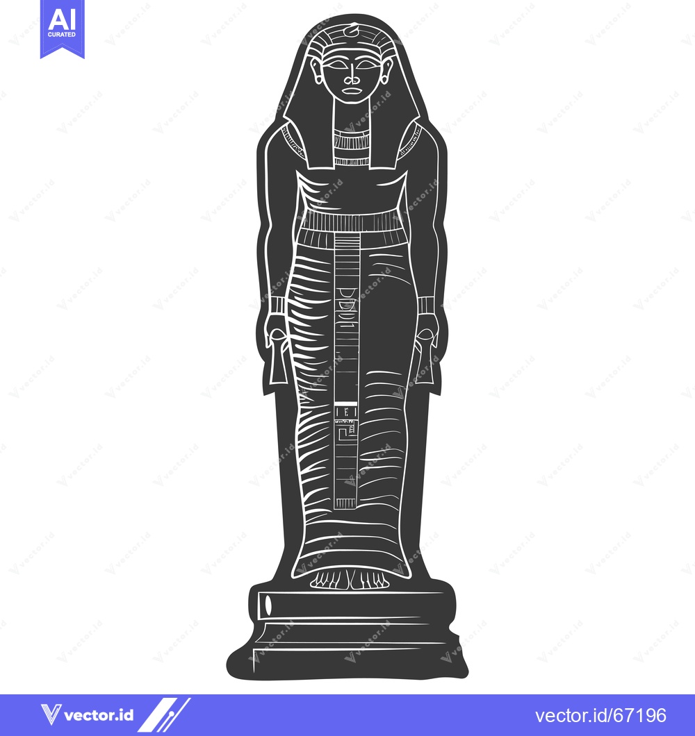 Premium Vector of Black and white illustration of an ancient Egyptian statue