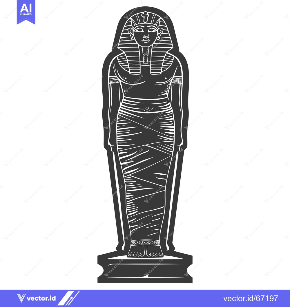 Premium Vector of A Black and White Illustration of an Egyptian Pharaoh Statue