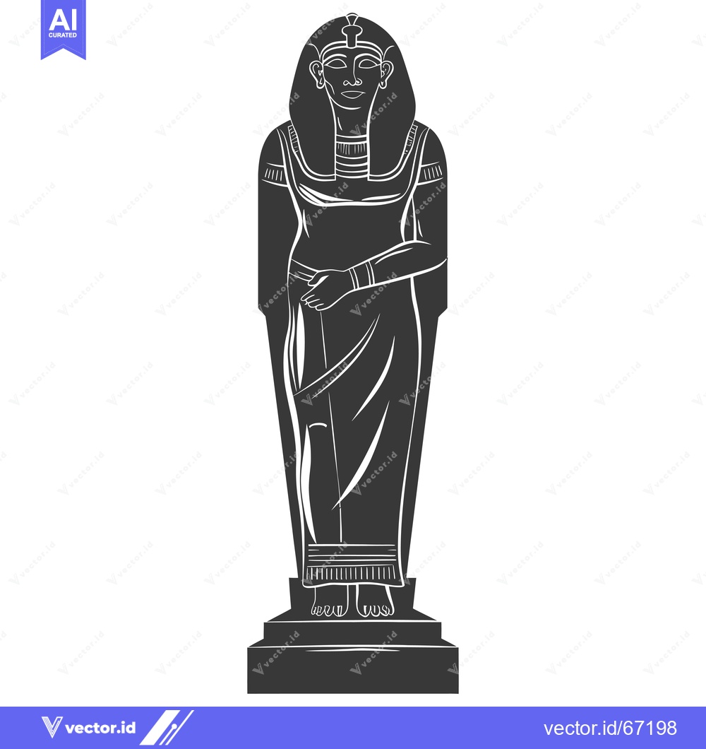 Premium Vector of Black and White Silhouette of an Egyptian Pharaoh Statue