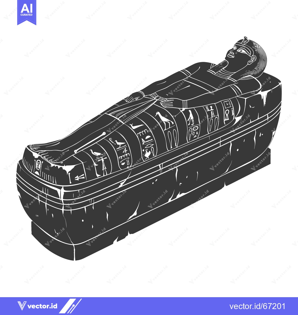 Premium Vector of A Black and White Illustration of an Ancient Egyptian Sarcophagus