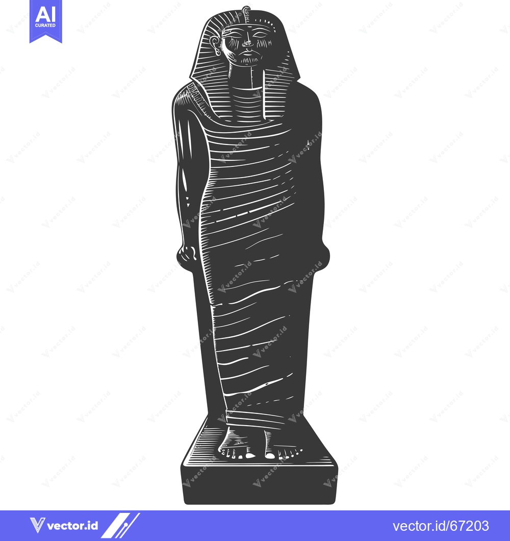 Premium Vector of Black and White Illustration of an Ancient Egyptian Statue
