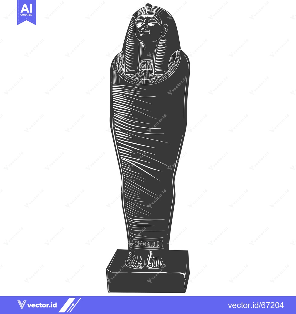 Premium Vector dari Engraving of an Egyptian sarcophagus with a pharaoh's head