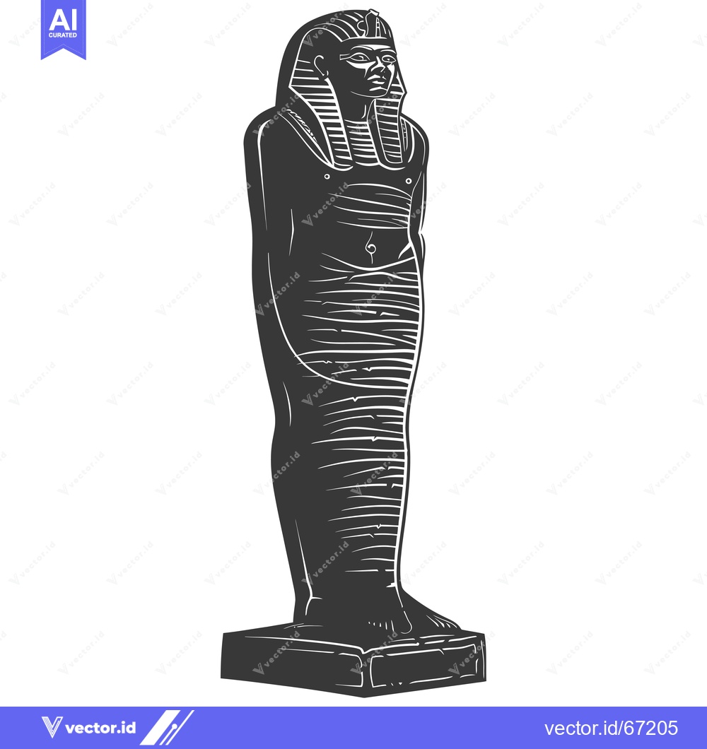 Premium Vector dari Black and White Illustration of an Egyptian Statue