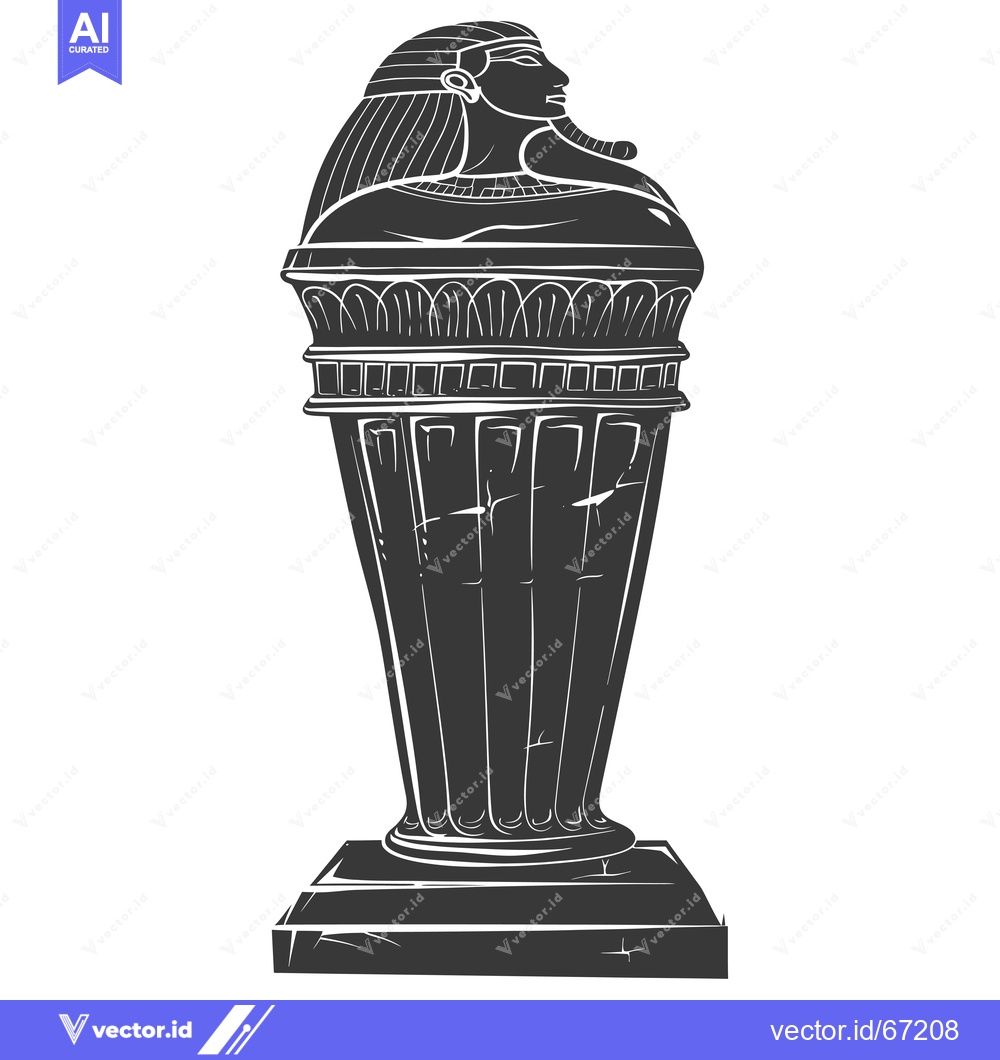 Premium Vector dari An Egyptian Pharoah Bust on a Tall Columnar Pedestal