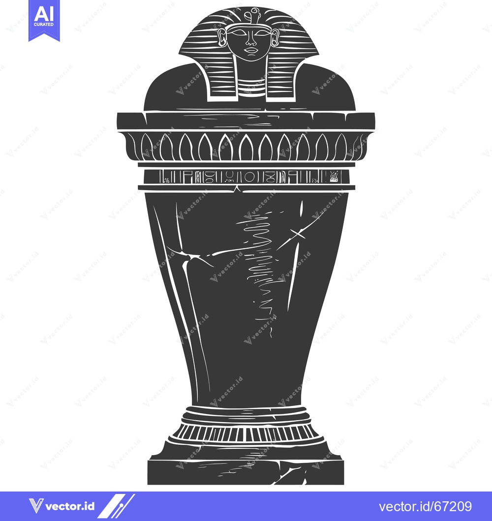 Premium Vector dari Ancient Egyptian Sarcophagus with Hieroglyphics and Pharaoh's Face