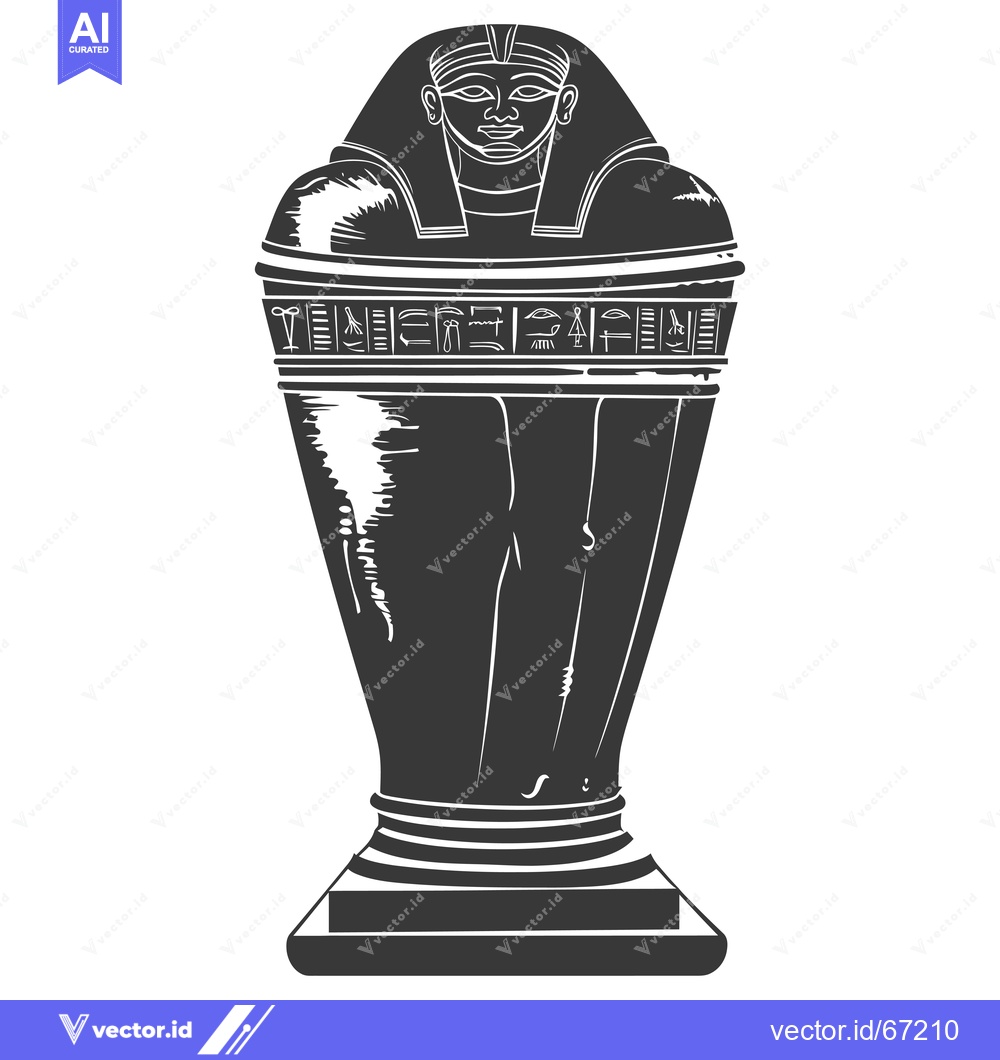 Premium Vector dari Ancient Egyptian Sarcophagus with Hieroglyphics and Pharaoh's Head