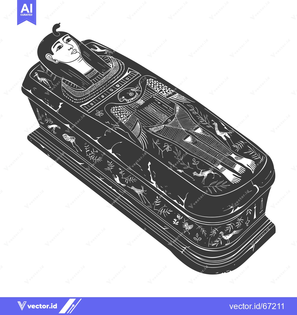 Premium Vector dari Ancient Egyptian Sarcophagus with Intricate Hieroglyphic Designs