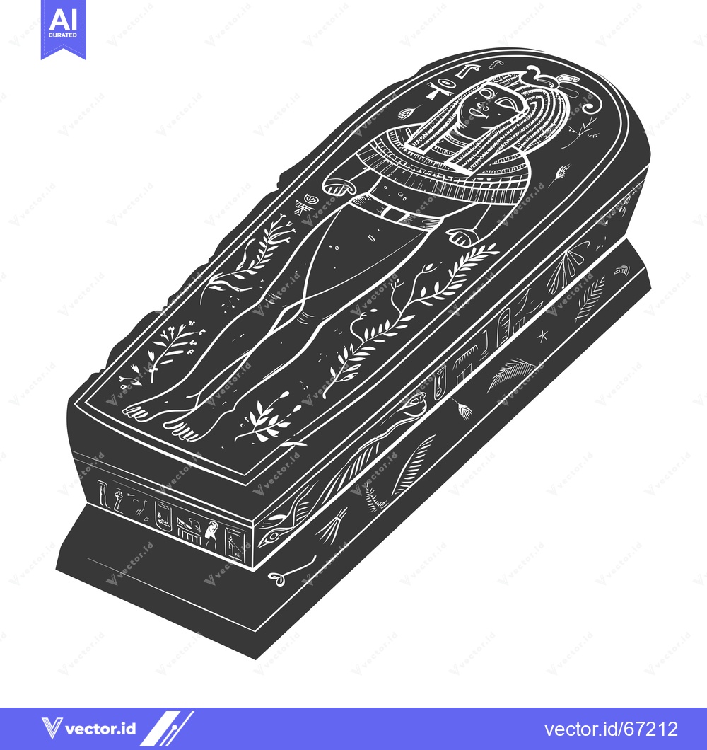 Premium Vector of Black and White Illustration of an Ancient Egyptian Sarcophagus
