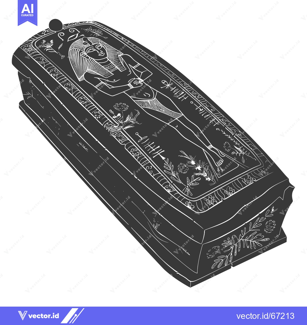 Premium Vector dari Ancient Egyptian Sarcophagus with Hieroglyphics and Reliefs