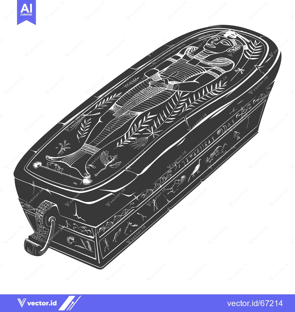 Premium Vector of Ancient Egyptian Sarcophagus with a Depiction of a Deceased Pharaoh
