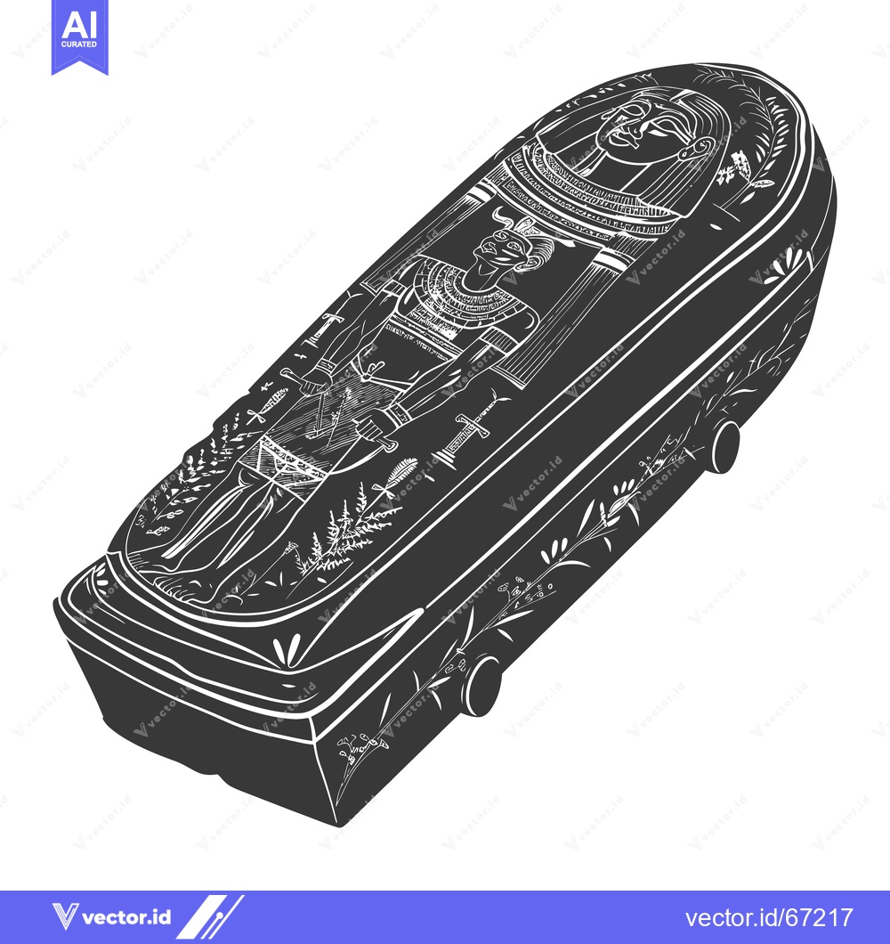 Premium Vector dari An Egyptian Sarcophagus with Intricate Hieroglyphs and Floral Designs