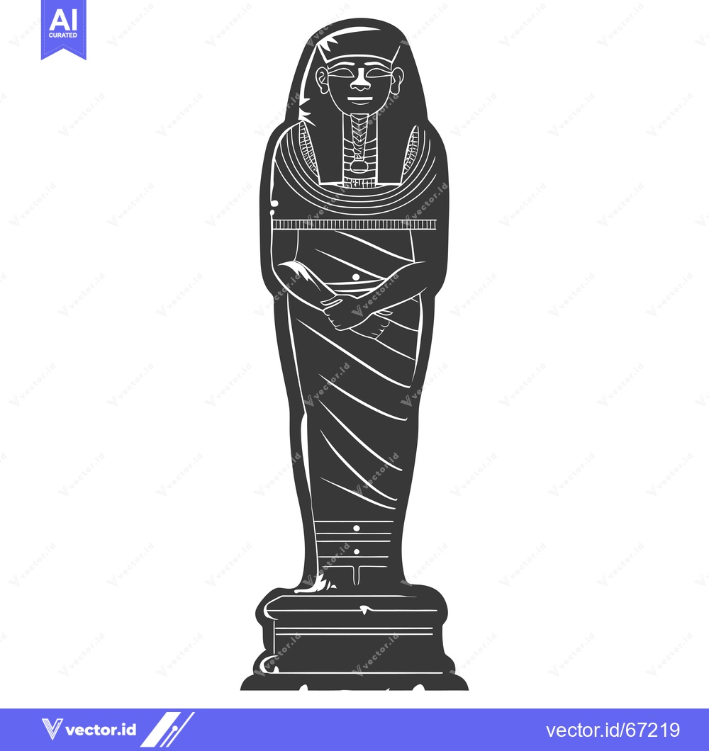 Premium Vector dari Black and White Illustration of an Egyptian Statue