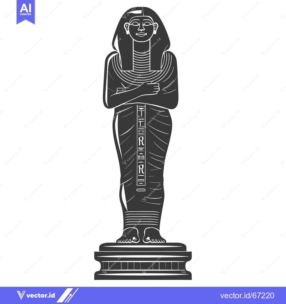 Premium Vector dari Black and White Illustration of an Egyptian Statue