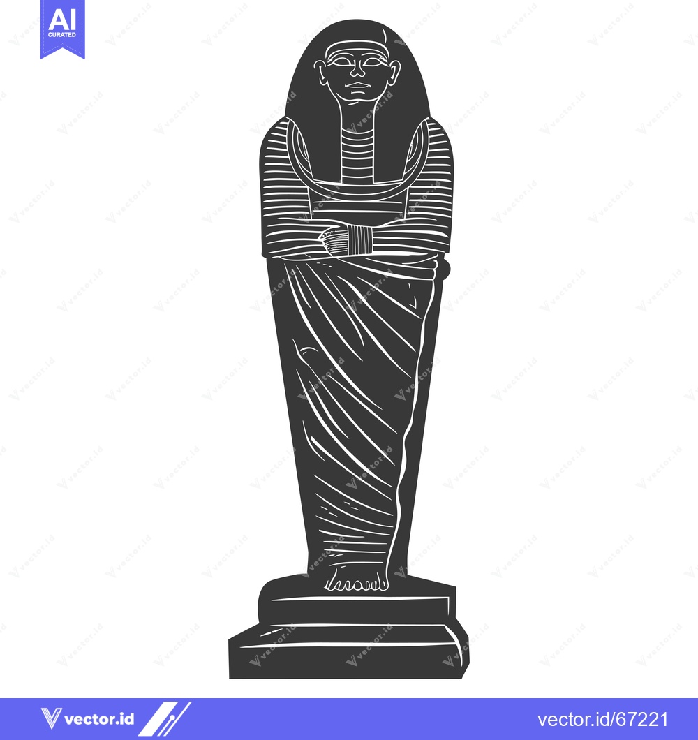 Premium Vector dari A Black and White Illustration of an Egyptian Mummy