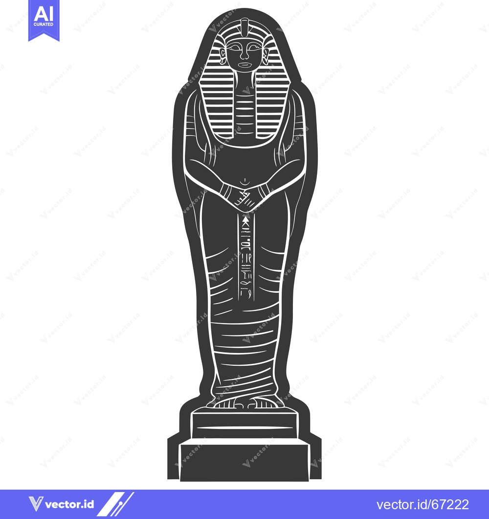 Premium Vector of Black and White Illustration of an Ancient Egyptian Pharaoh Sarcophagu