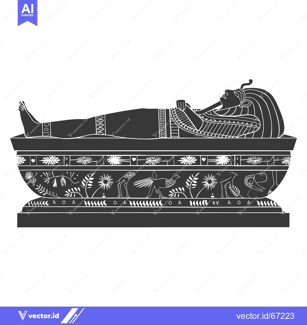 Premium Vector dari A depiction of an Egyptian pharaoh lying in a sarcophagus.