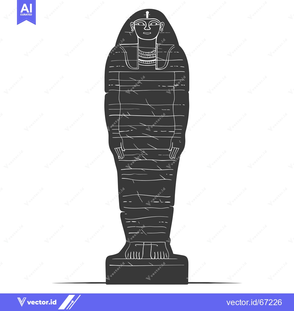 Premium Vector of Black and White Illustration of an Ancient Egyptian Sarcophagus