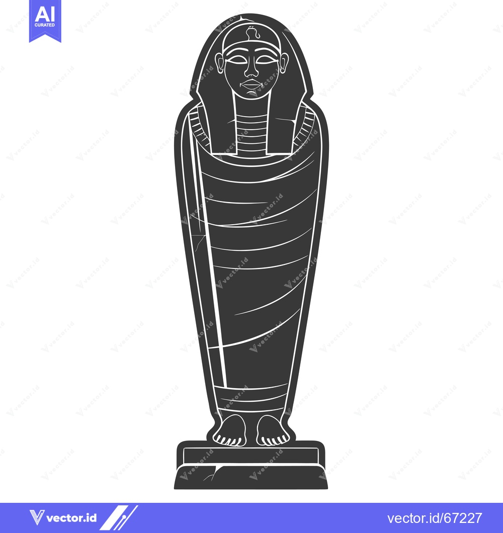 Premium Vector dari Black and White Illustration of an Egyptian Mummy