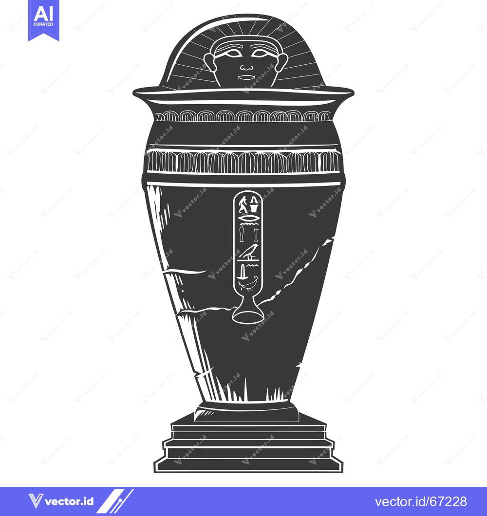 Premium Vector of Ancient Egyptian Sarcophagus with Hieroglyphics and a Pharaoh's Face