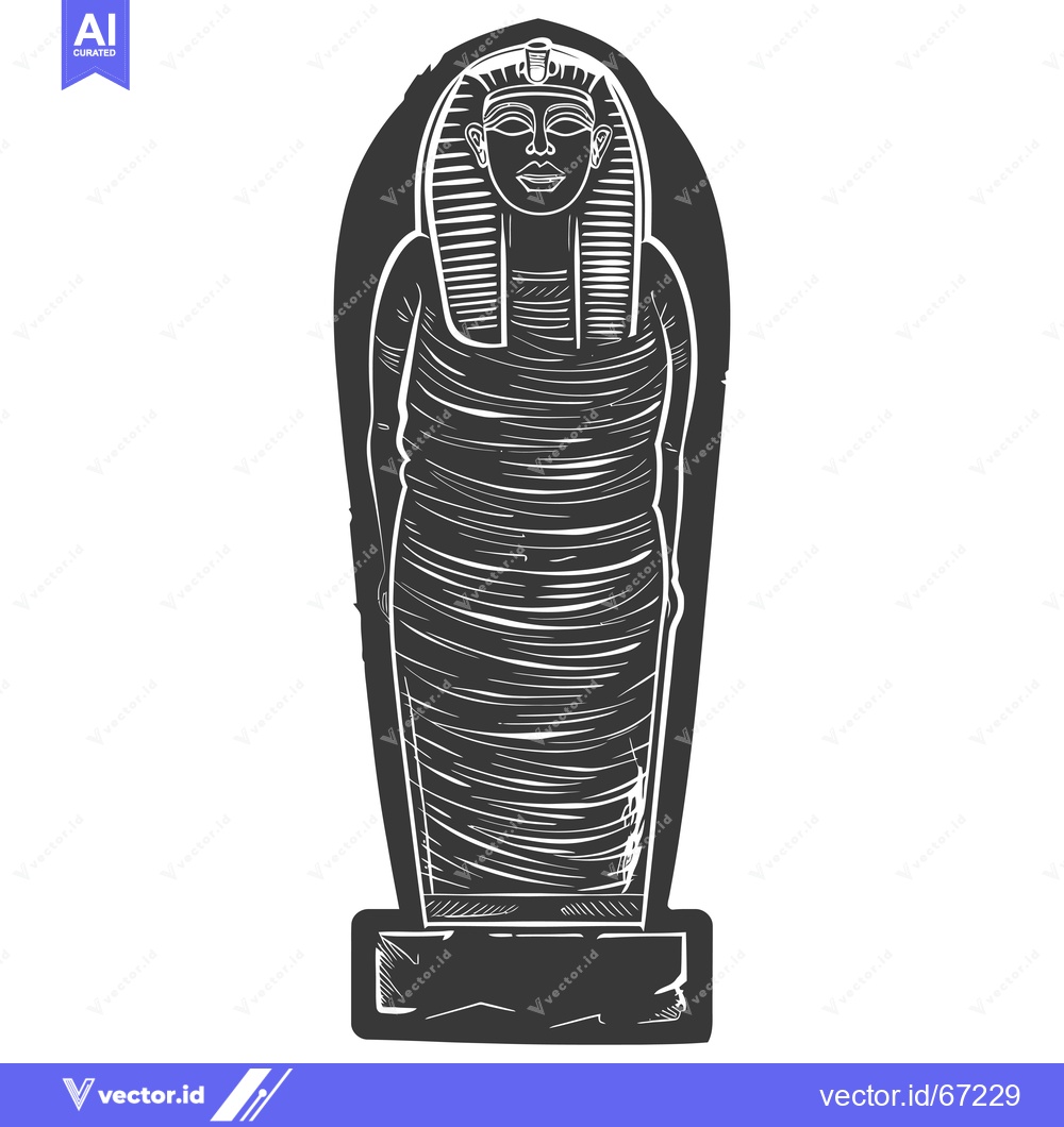 Premium Vector dari A black and white illustration of an Egyptian sarcophagus