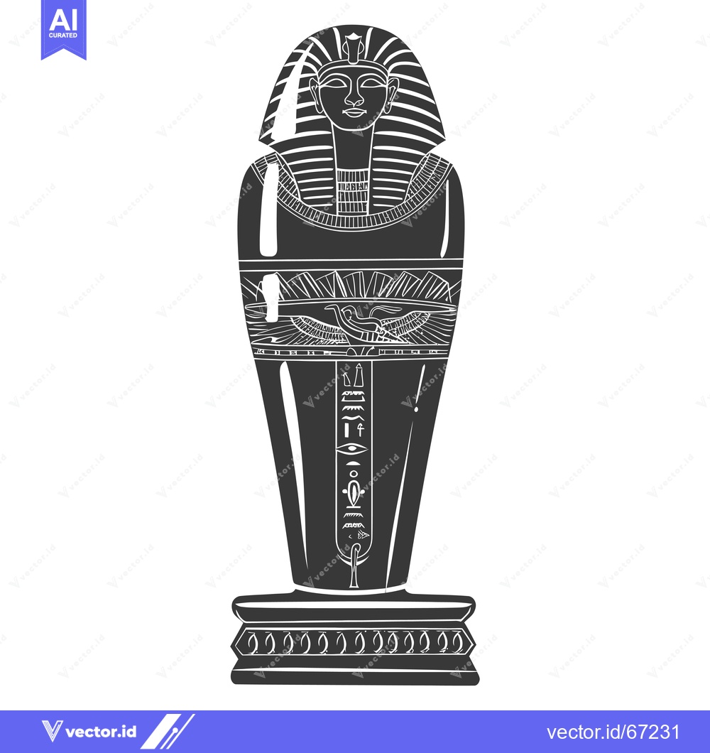 Premium Vector dari Black and White Illustration of an Egyptian Sarcophagus