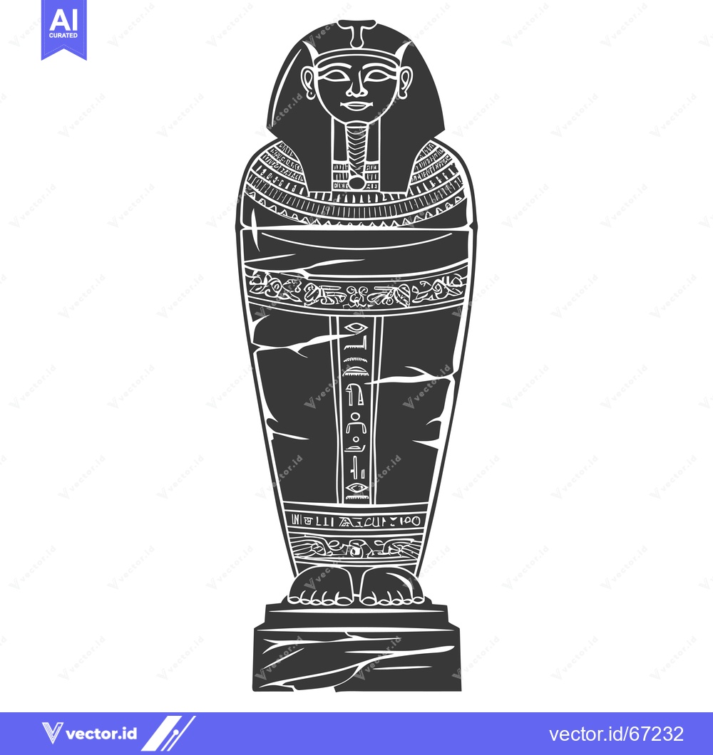 Premium Vector dari An ancient Egyptian sarcophagus with hieroglyphs and a pharaoh's face