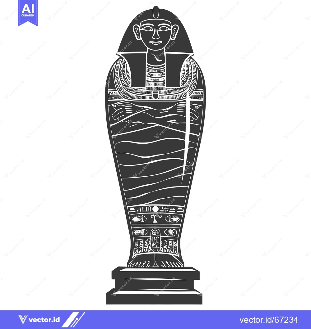 Premium Vector of An ornate ancient Egyptian sarcophagus with a pharaoh's face depicted