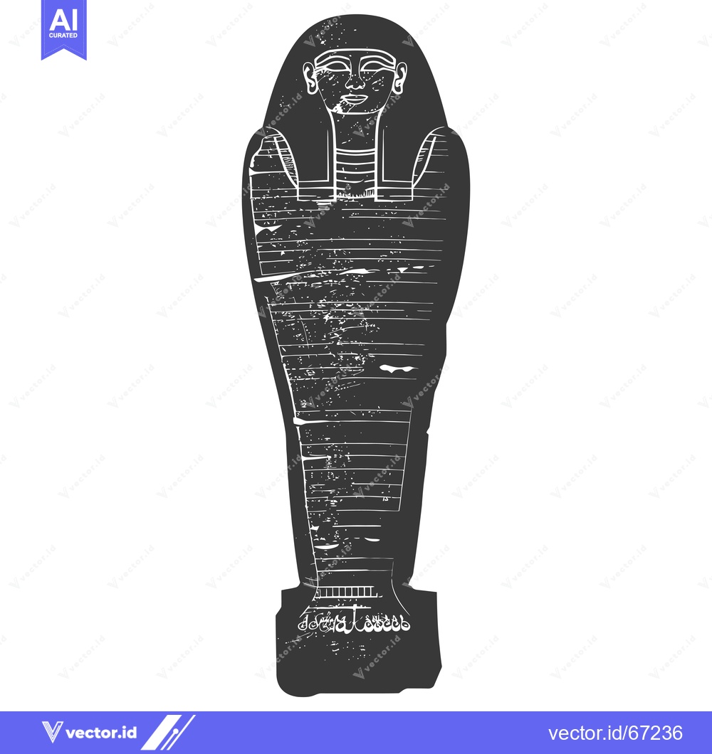 Premium Vector dari Black and White Illustration of an Ancient Egyptian Sarcophagus