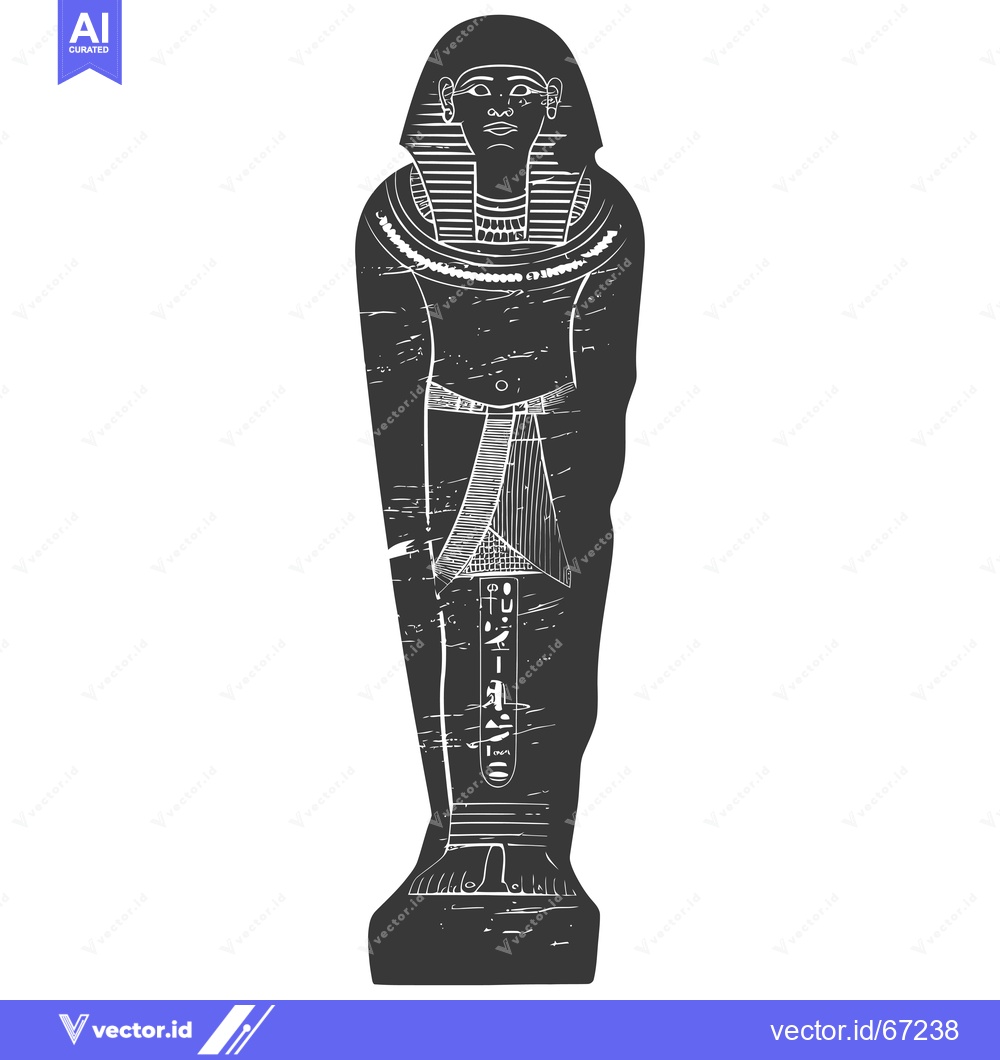 Premium Vector dari A black and white illustration of an ancient Egyptian sarcophagus with