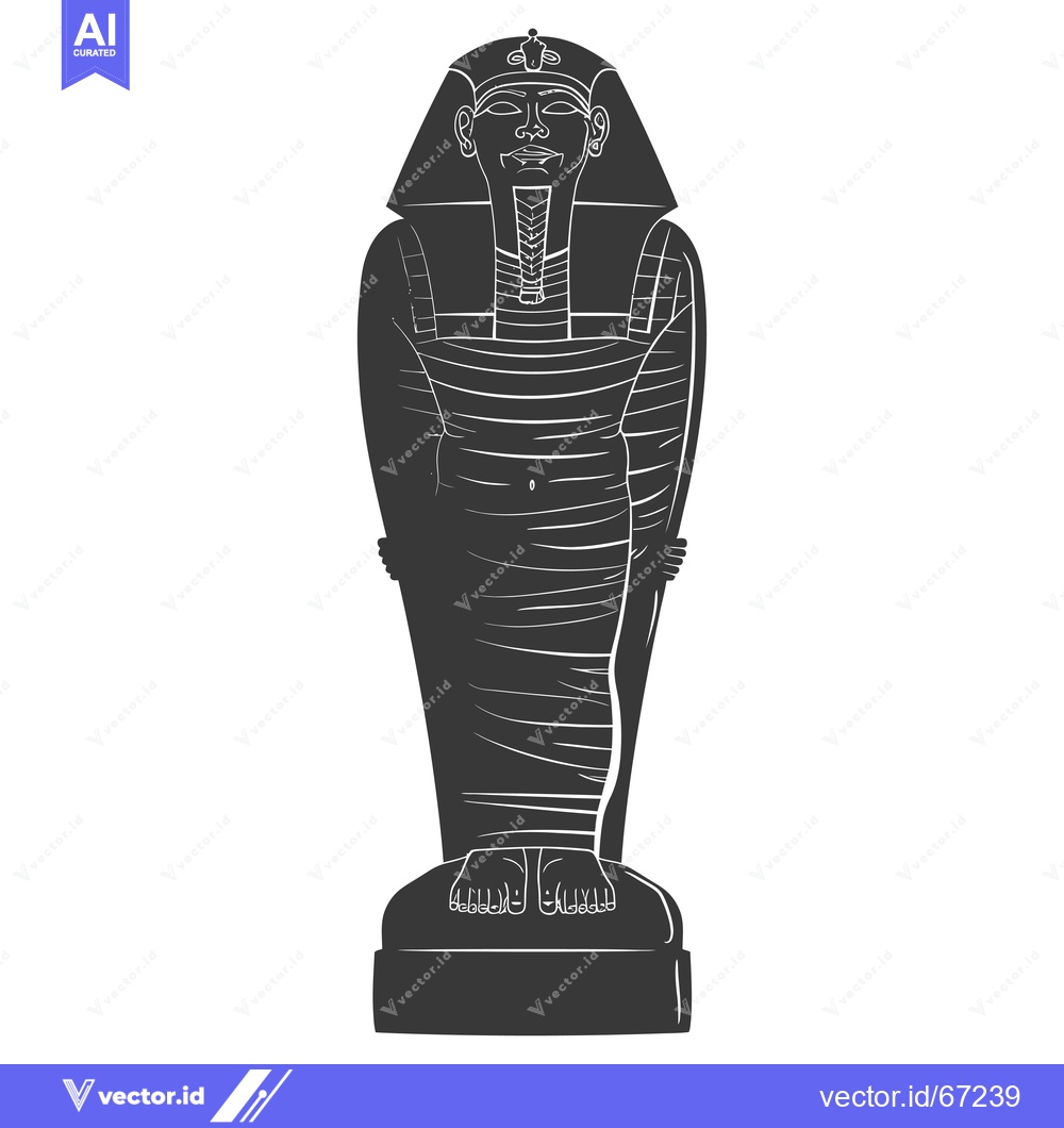 Premium Vector dari Black and White Illustration of an Ancient Egyptian Sarcophagus