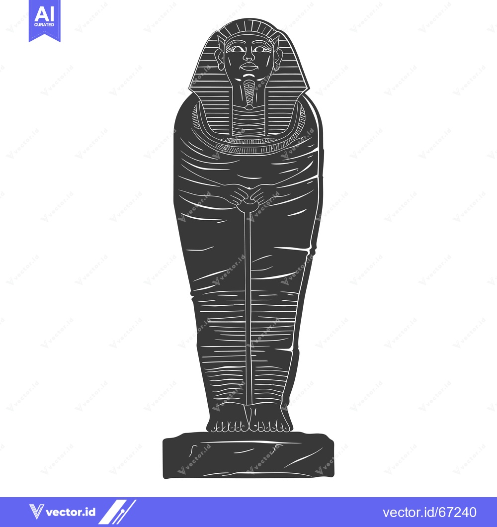 Premium Vector of A Black and White Illustration of an Egyptian Mummy in a Sarcophagus