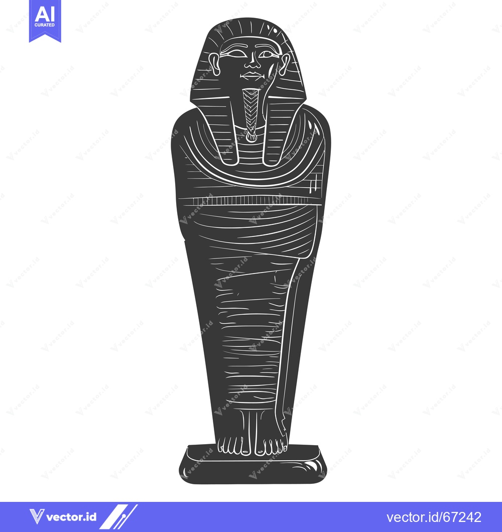 Premium Vector dari Black and White Illustration of an Egyptian Sarcophagus