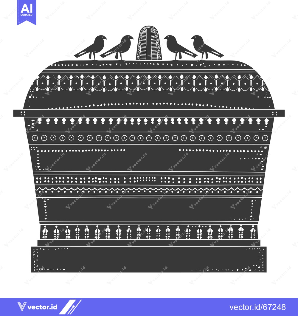 Premium Vector of Ornate Black and White Geometric Container with Birds