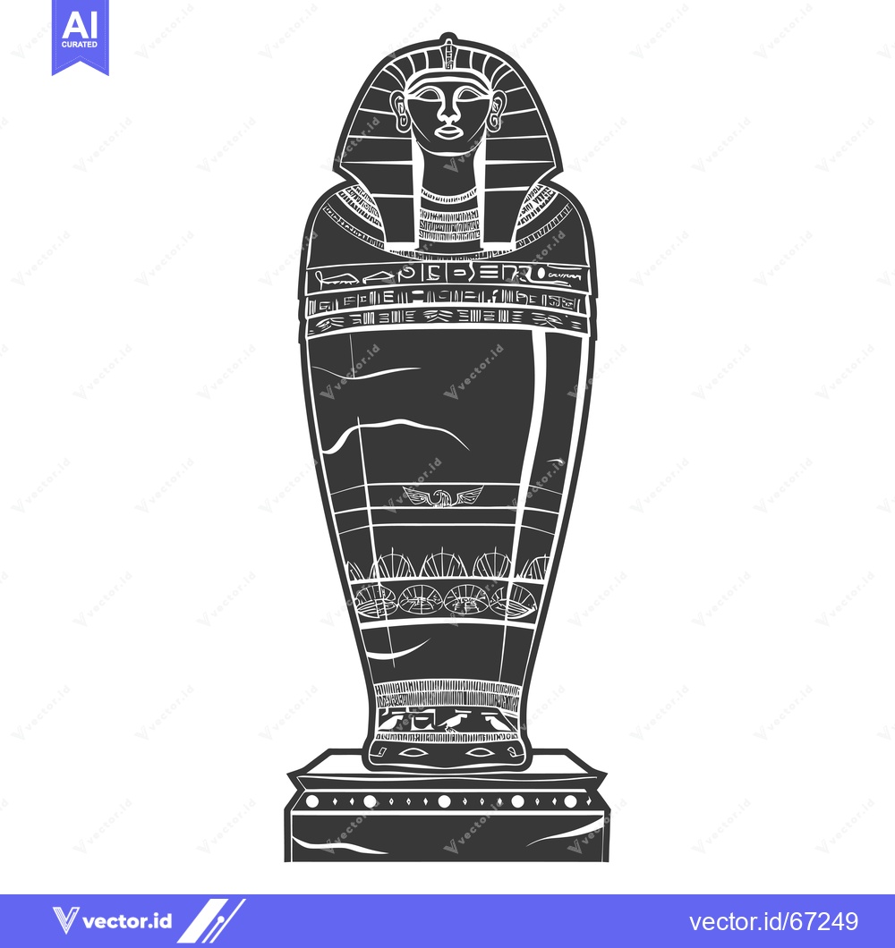 Premium Vector dari An Ancient Egyptian Sarcophagus with Hieroglyphs and a Pharaoh's Face