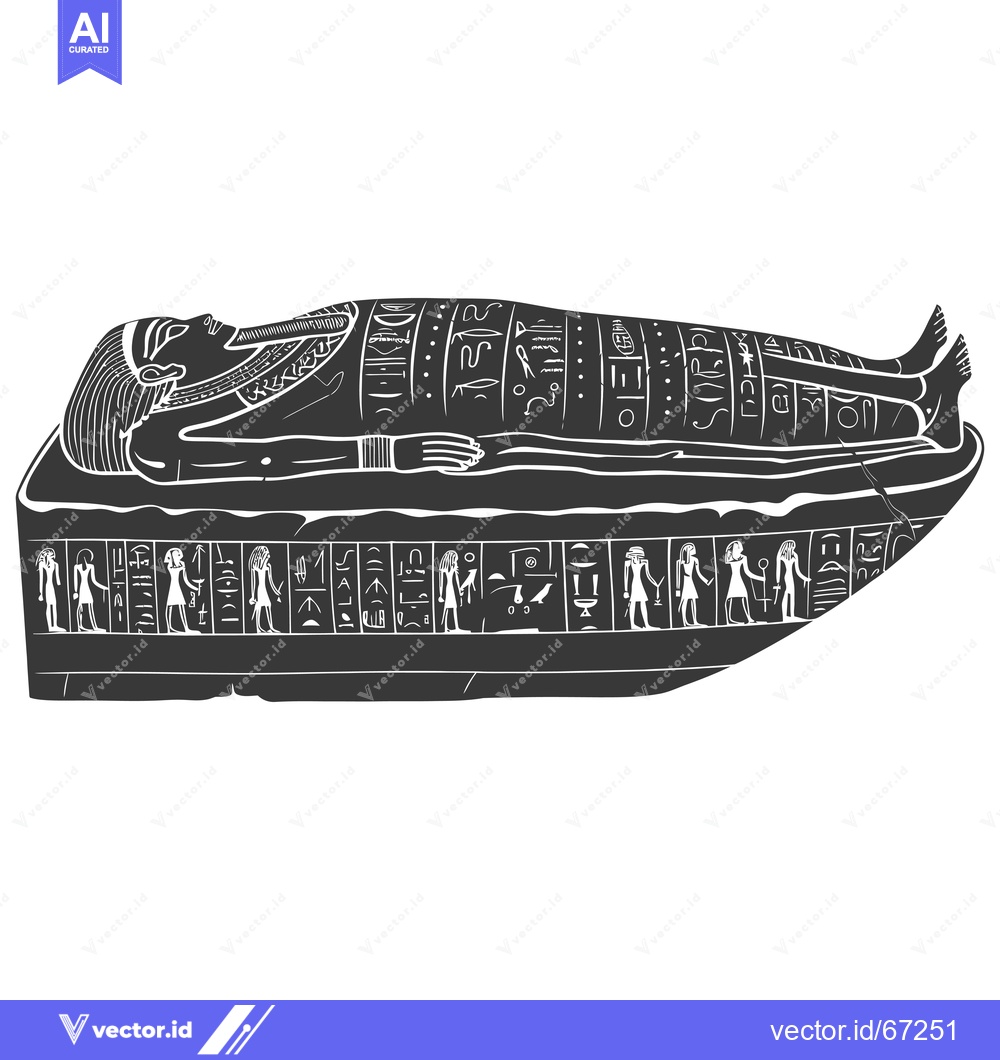 Premium Vector of A Black and White Illustration of an Ancient Egyptian Sarcophagus