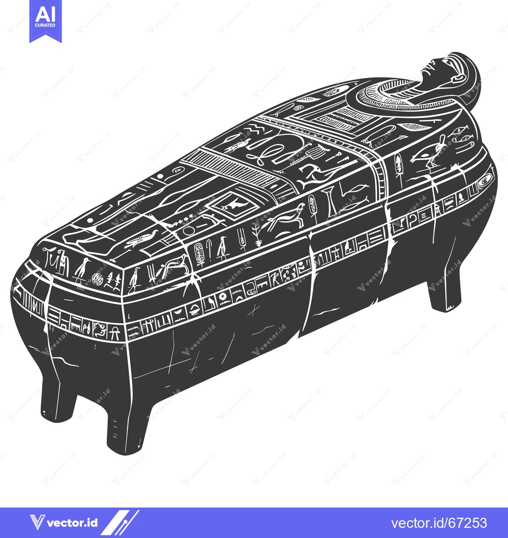 Premium Vector of Ancient Egyptian Stone Sarcophagus with Hieroglyphs