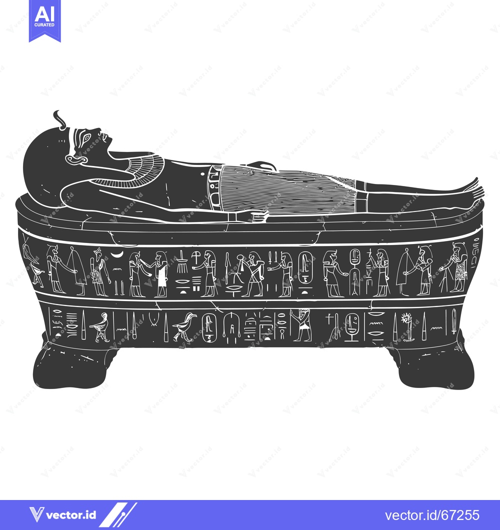 Premium Vector dari Egyptian sarcophagus with a deceased pharaoh inside