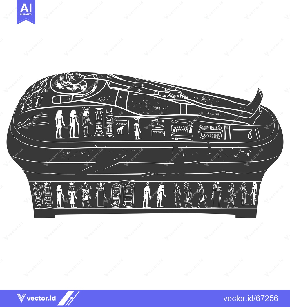 Premium Vector of An Ancient Egyptian Sarcophagus with Hieroglyphic Inscriptions and Dep